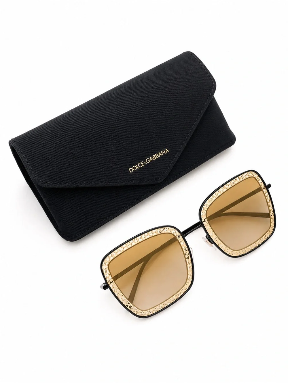 Dolce & Gabbana Gold Filigree Square Framed Sunglasses NWOT